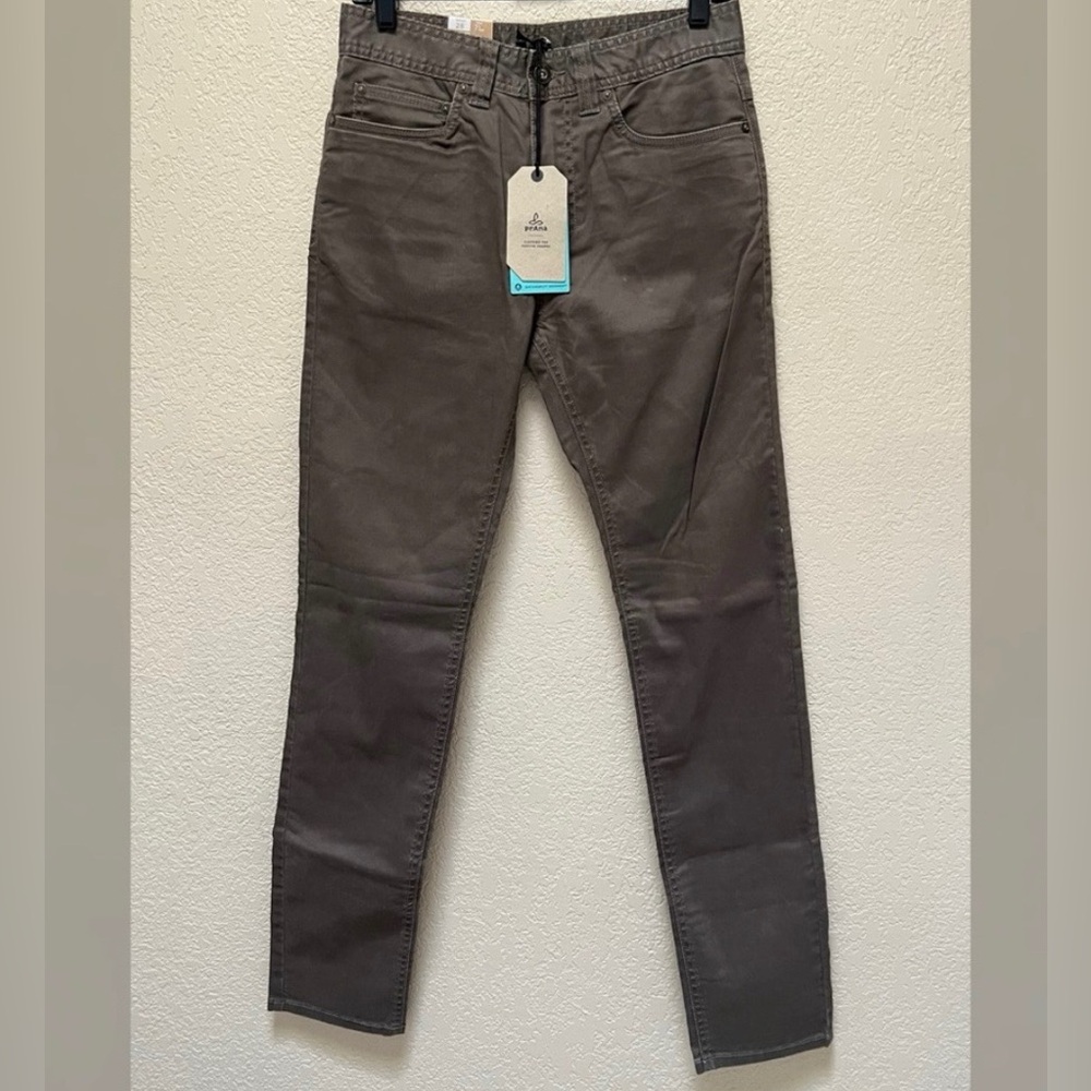 Prana Bridger "Everyday Essential" Dark Mud Colored Denim Jeans Mens Size 28X34